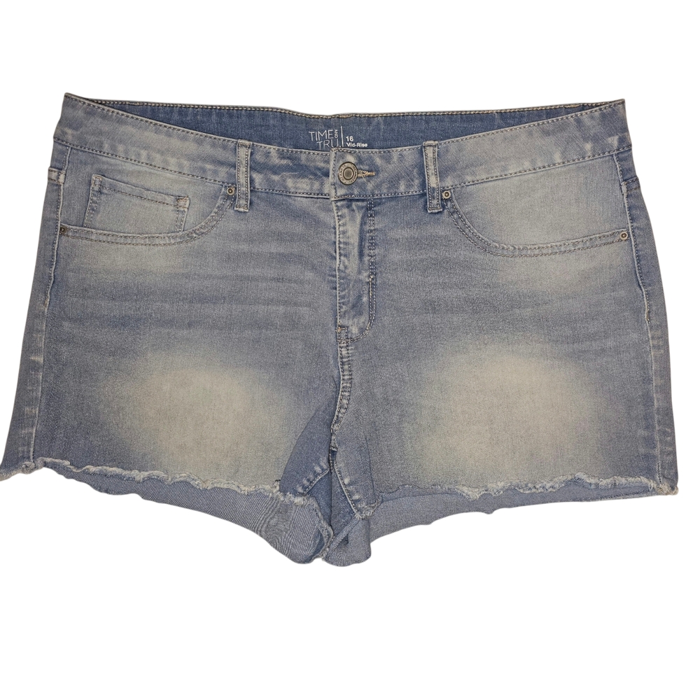 Time and Tru Women's Denim Shorts Size 16 Mid-Rise 3" Inseam New Without Tag - Picture 1 of 6